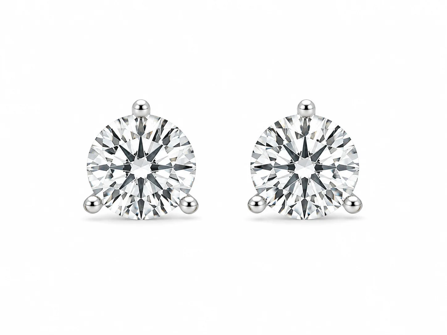 Round brilliant lab-grown diamond stud earrings in a minimal white gold setting